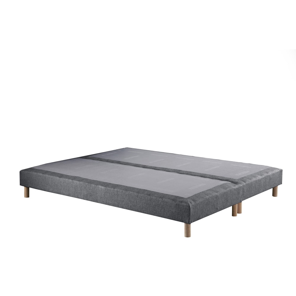 Sommier tapissier gris souris 2x90x200