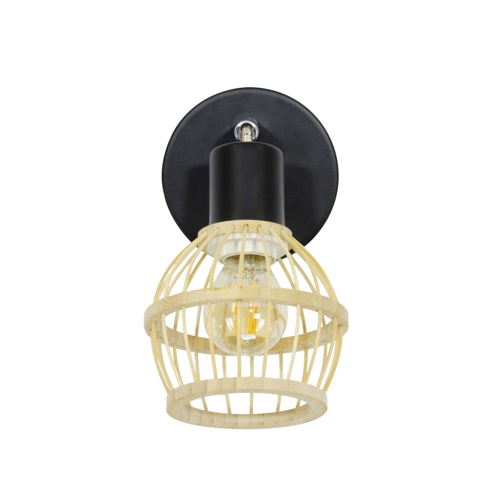 Applique murale 1 lumière en bambou coloris naturel et métal noir — vue 4