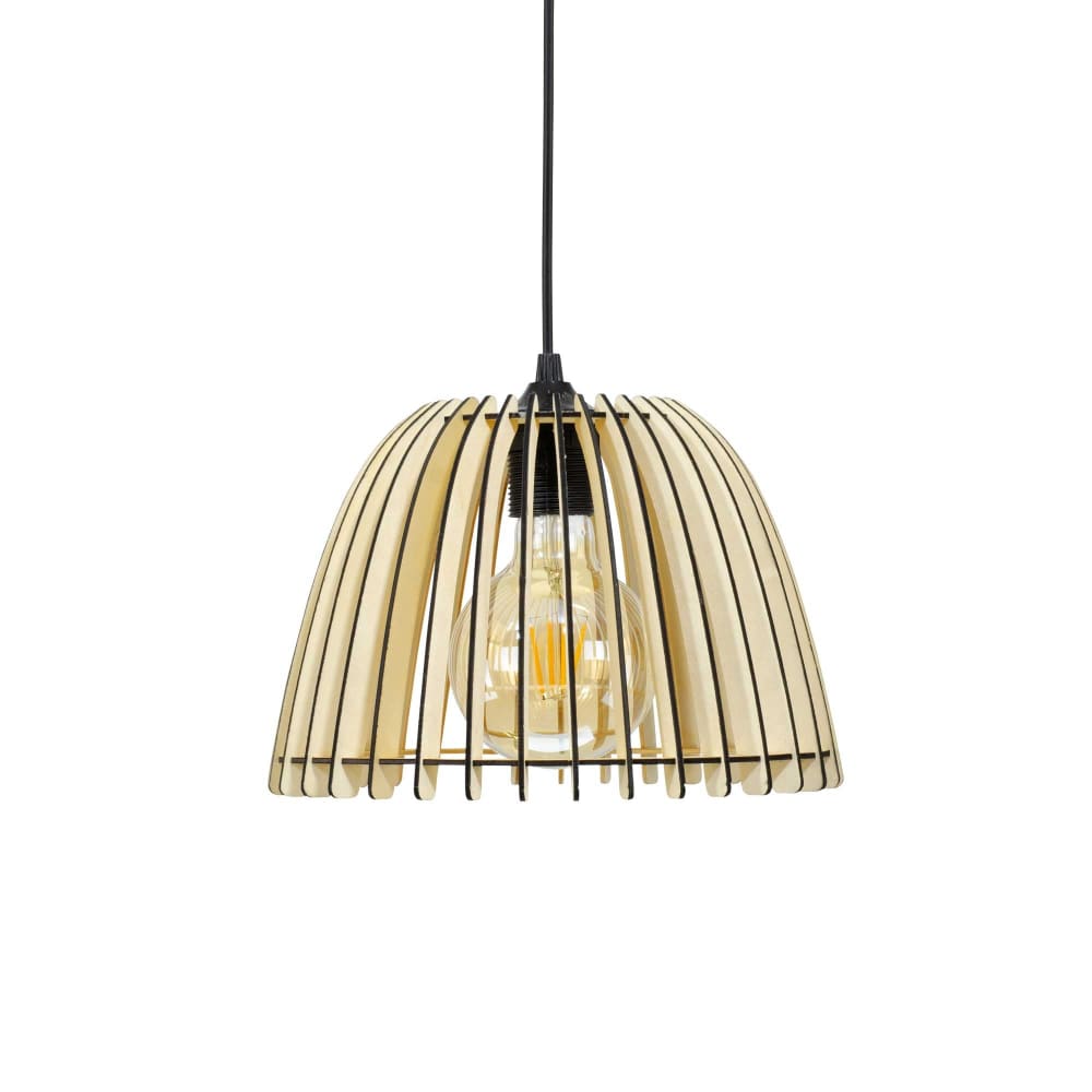 Suspension en lamelles de bois naturel et noir — vue 4