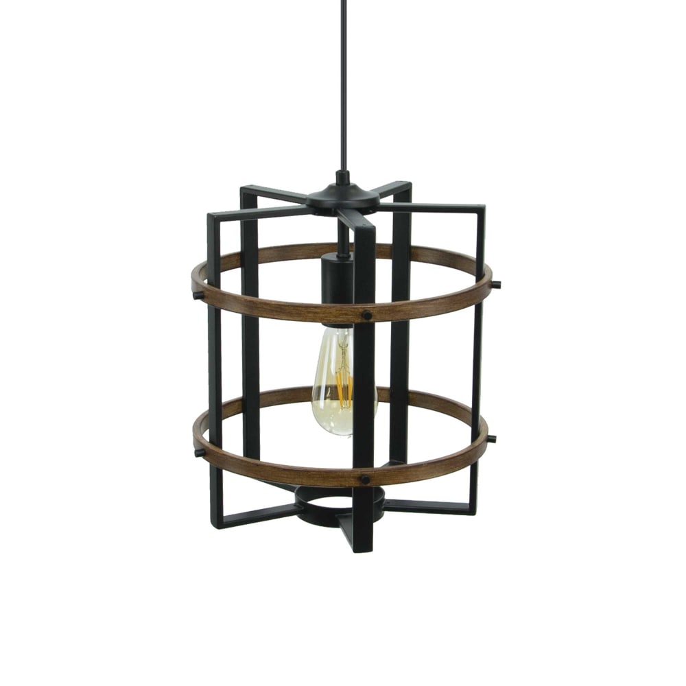 Suspension en métal noir et peinture effet bois — vue 4