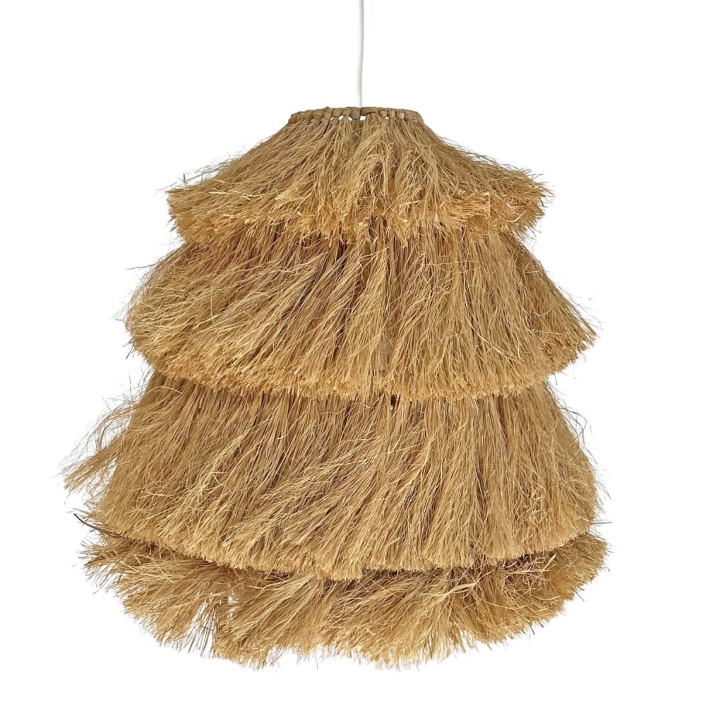 NATYAL Deckenlampe mit Fransen aus Naturraffia 40 x 40 cm style seaside Beige Naturfasern