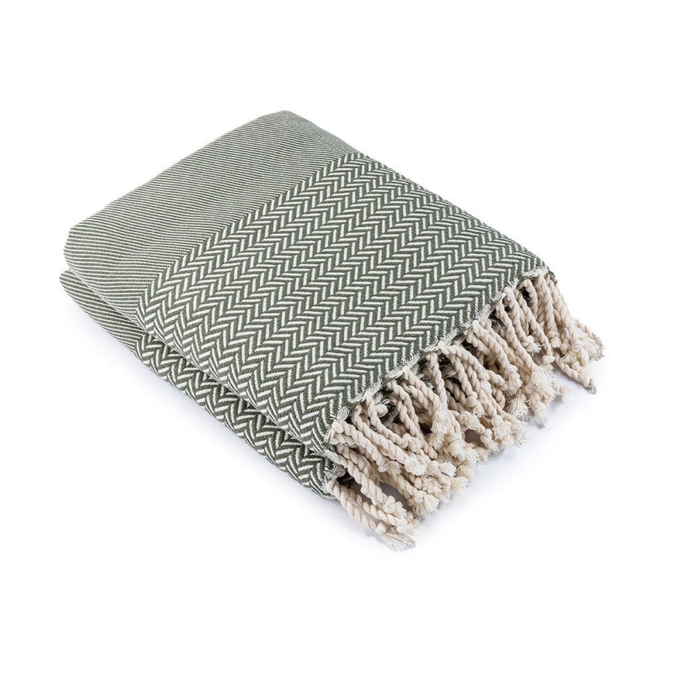 Plaid coton vert olive 160x250
