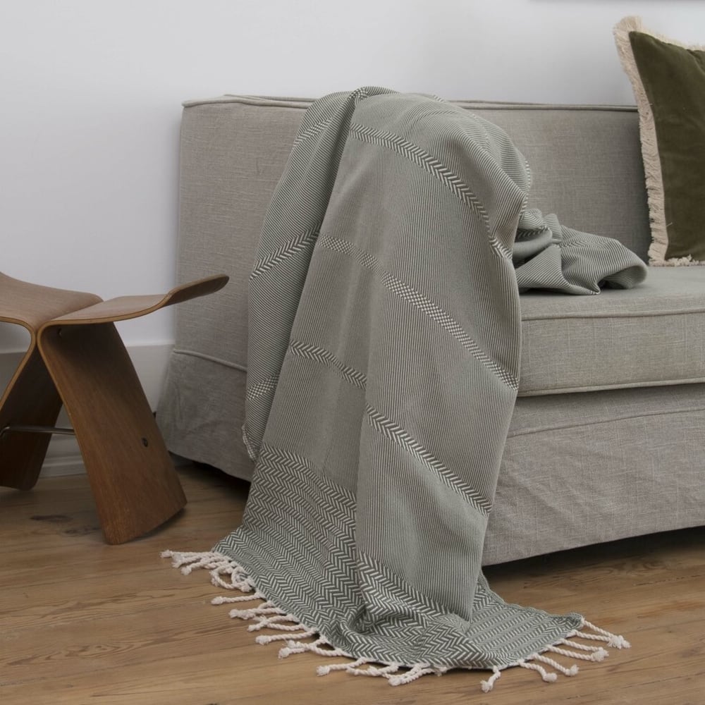 Plaid aus Baumwolle olivgrün - Maisons Du Monde