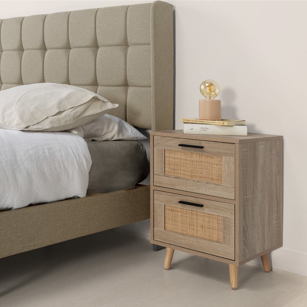 Mesita de noche 2 cajones color roble, 40 x 34 x 57 cm - Maisons du Monde