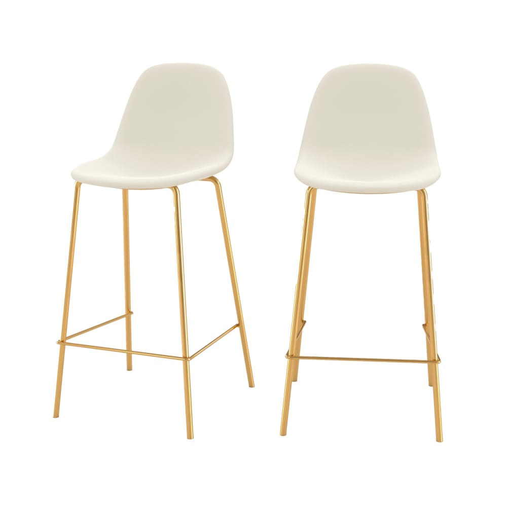 Maison Pavane 2er-Set Esszimmerstühle für Küchentresen 65 cm aus weißem Kunstleder style industrial - Pvc - Polyvinlychlorid