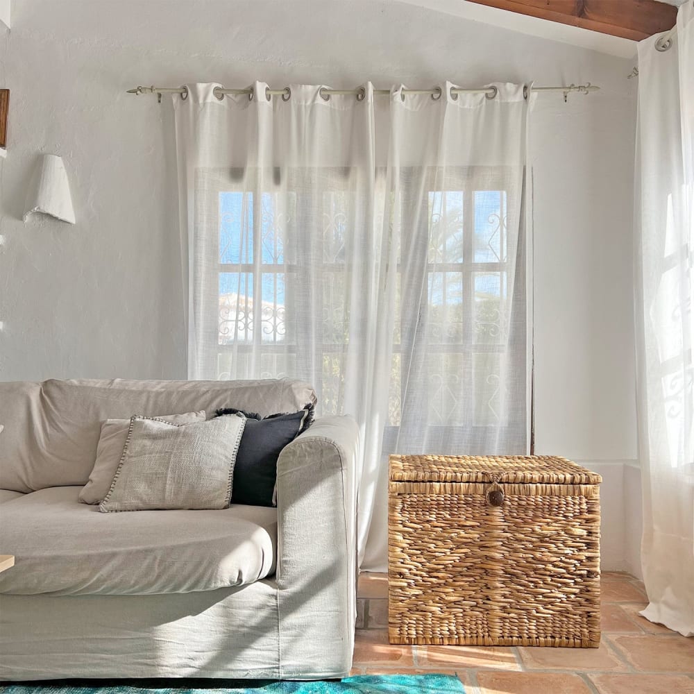 Malle avec couvercle en fibres naturelles 58x40x40cm