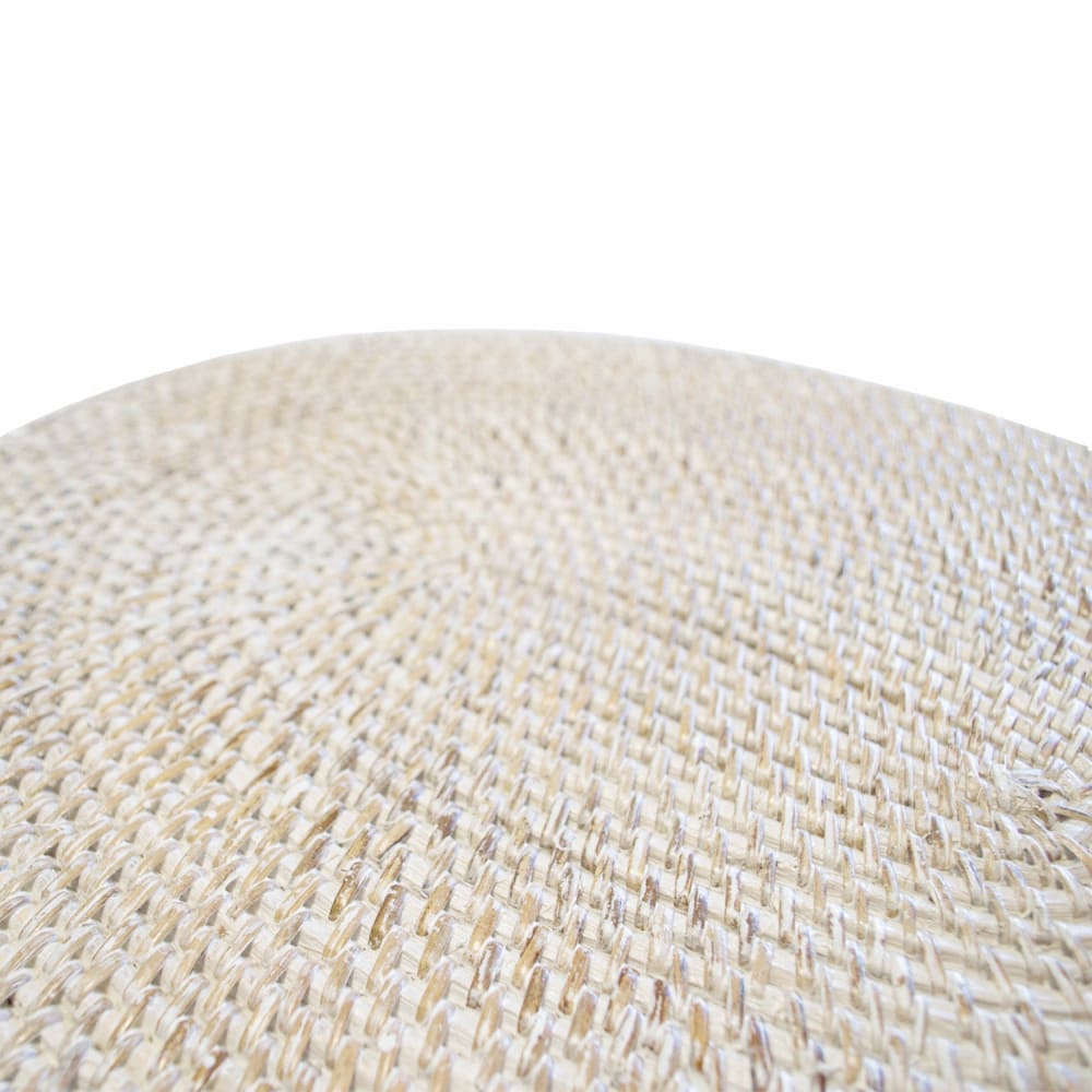 Panier de rangement en raphia et coton blanc avec motif cœur d.30cm