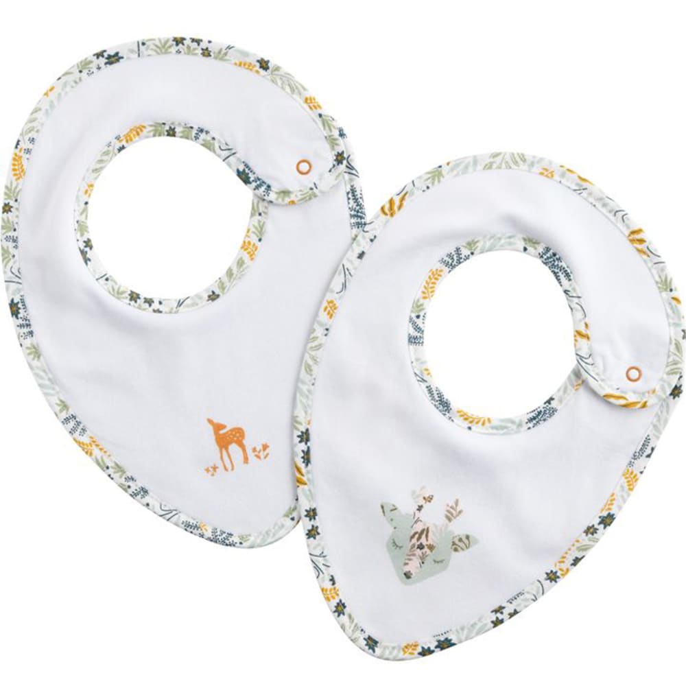 Sauthon Lot de 2 bavoirs PROMENONS-NOUS style classique chic Bleu Coton - 0x0x0cm