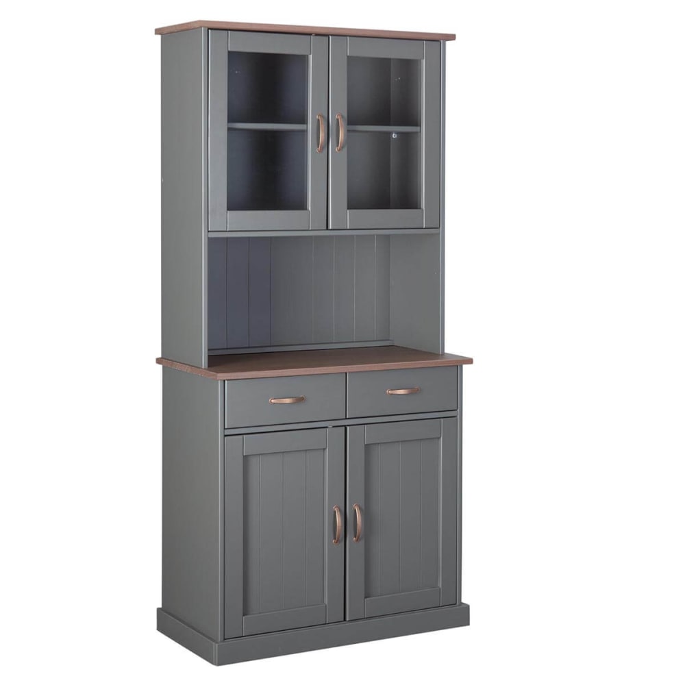 Buffet  vaisselier 4 portes 2 tiroirs coloris gris