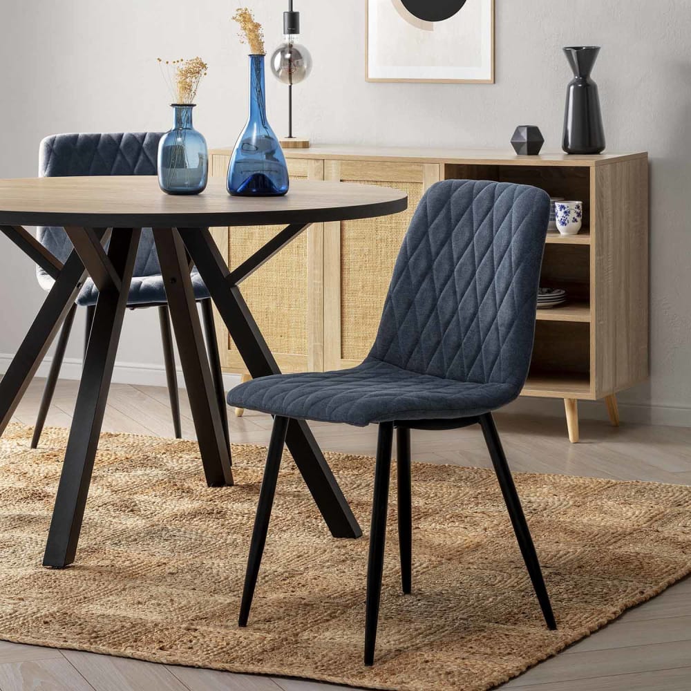 Pack 4 sillas tapizadas en tela color azul - Maisons du Monde