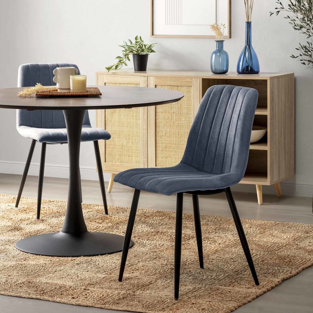 Pack 4 sillas tapizadas en tela color azul - Maisons du Monde