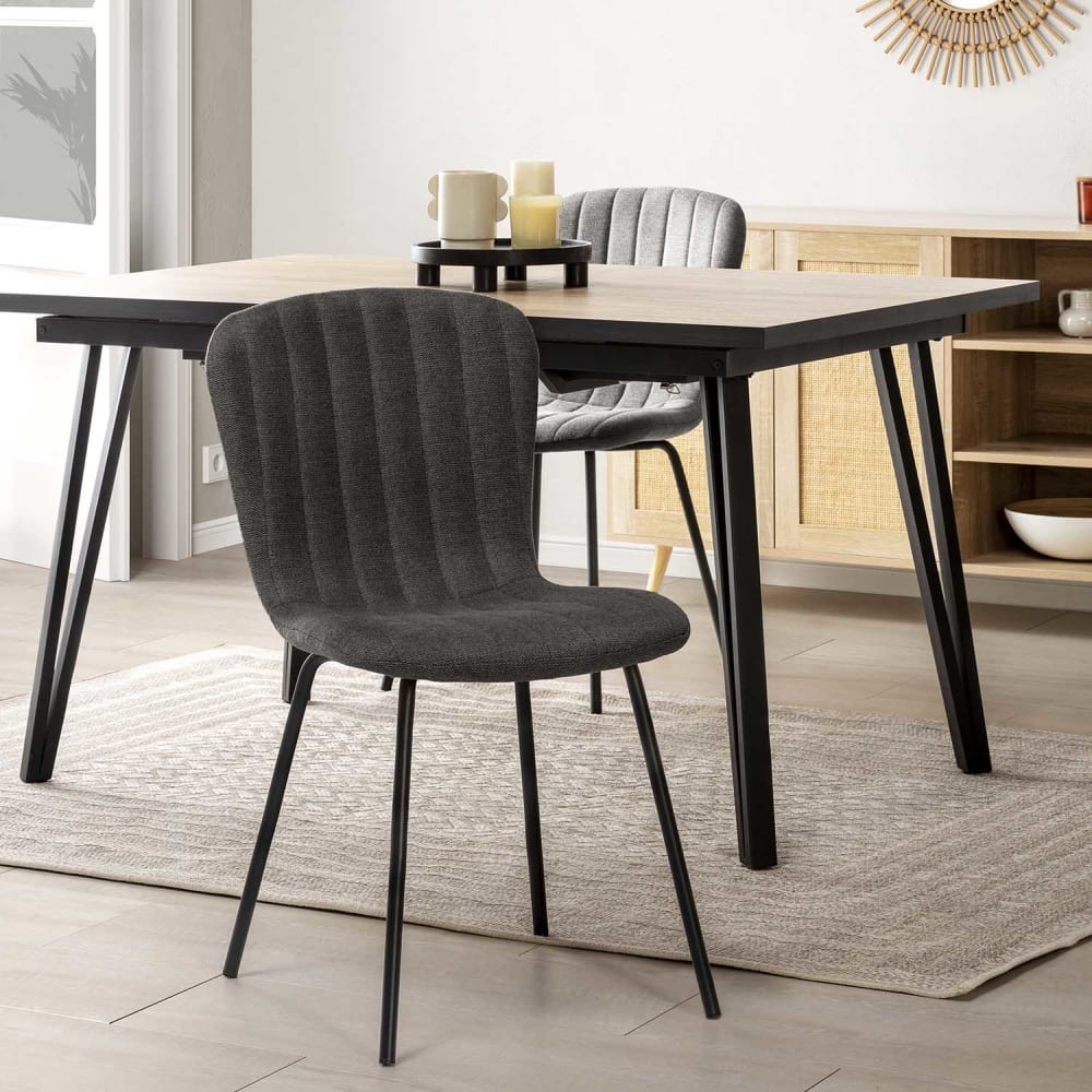 Pack 4 sillas tapizadas en tela color gris oscuro - Maisons du Monde