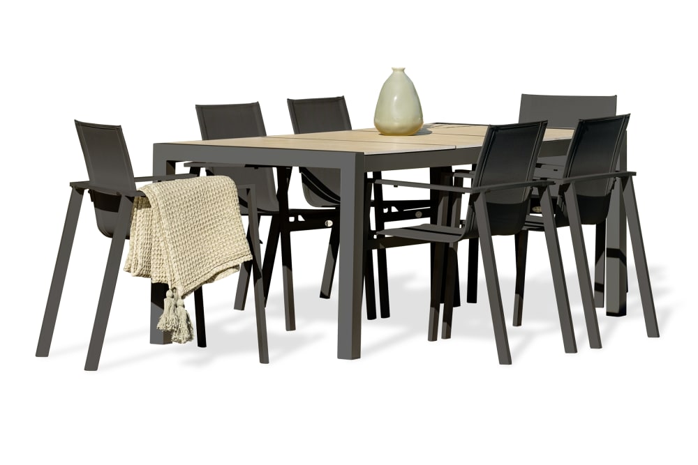 Ensemble repas de jardin 6 places avec plateau céramique