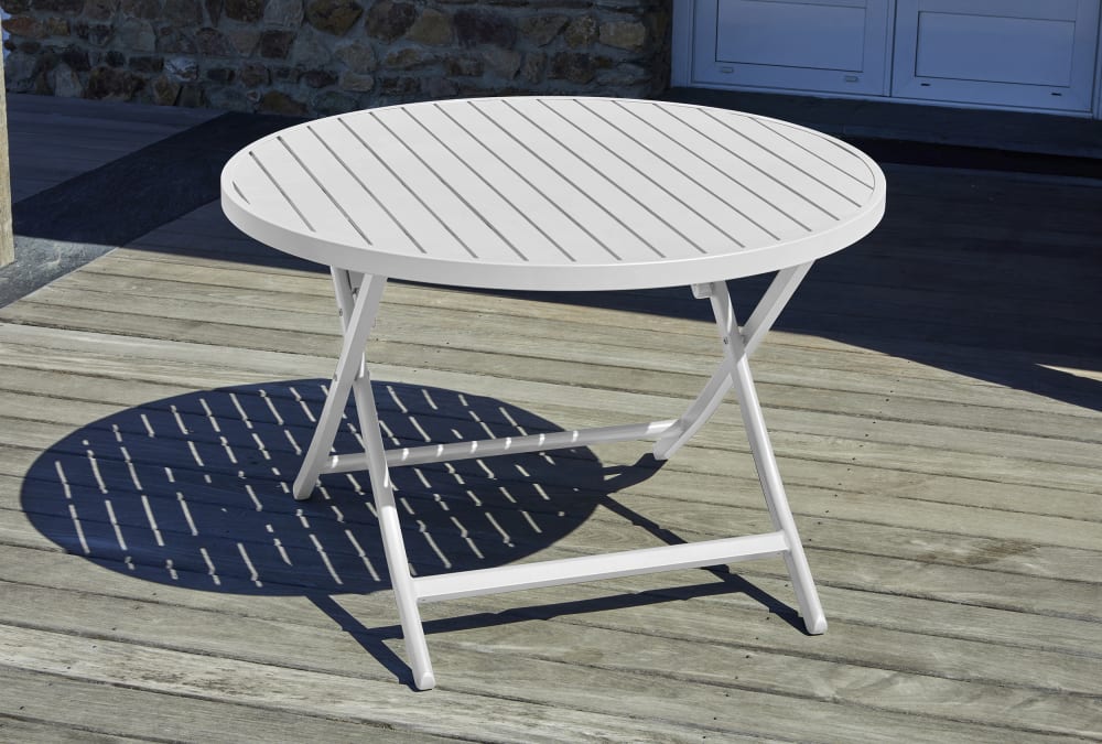 Tavolo da giardino rotondo pieghevole in alluminio - Modello Contemporaneo - Alluminio