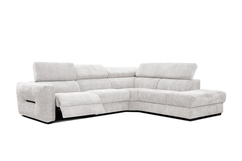 WOZIMO Ecksofa 5-Sitzer mit 1 Relaxfunktion, grau Beige