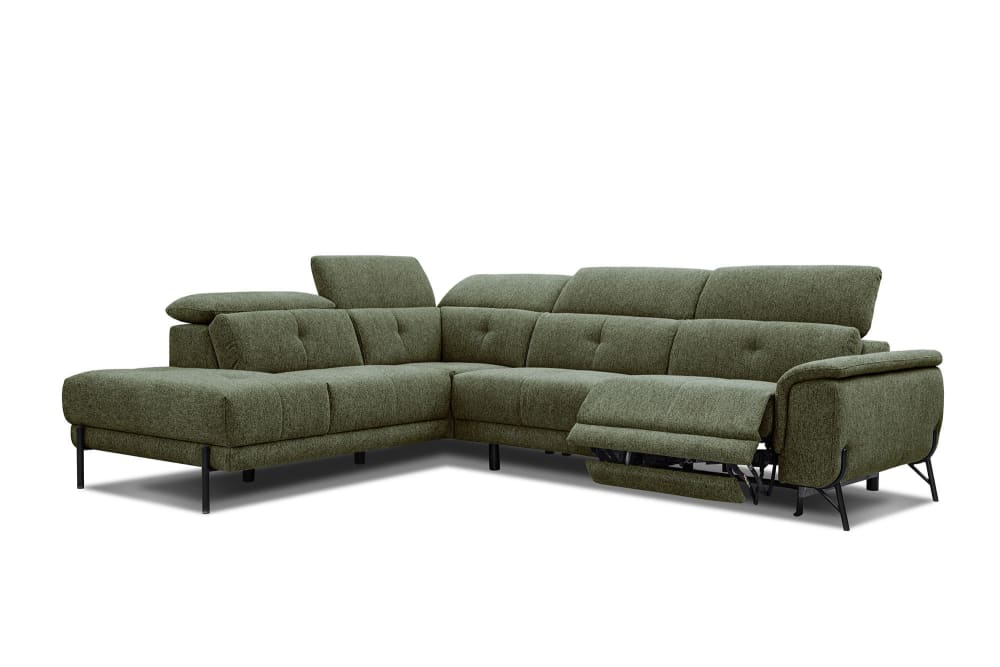 Wozimo 5-Sitzer Ecksofa mit Relaxfunktion in Stoff, grün style modern - Stoff