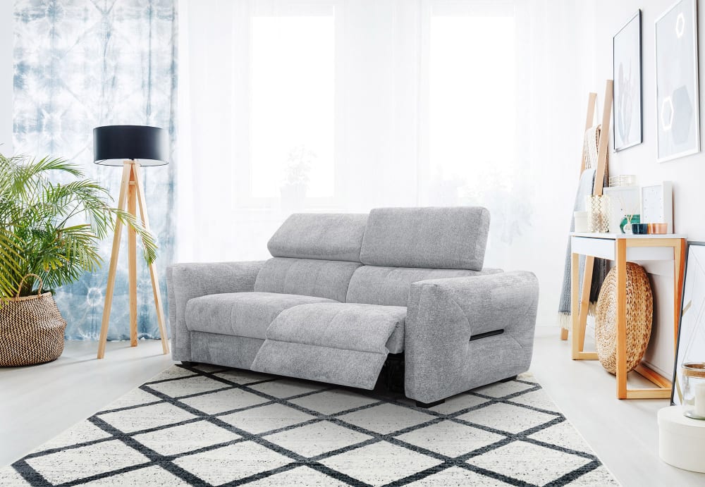 Sofa 3-Sitzer mit 1 Relaxfunktion und verstellbare Kopfstützen,