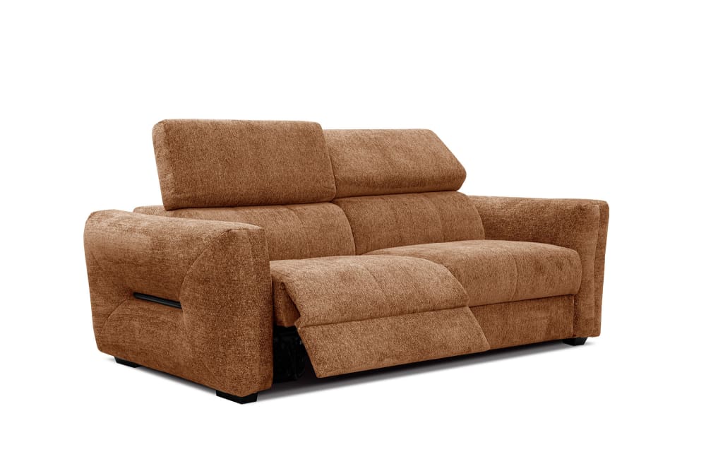 WOZIMO Sofa 3-Sitzer mit 1 Relaxfunktion und verstellbare Kopfstützen, orange Orange
