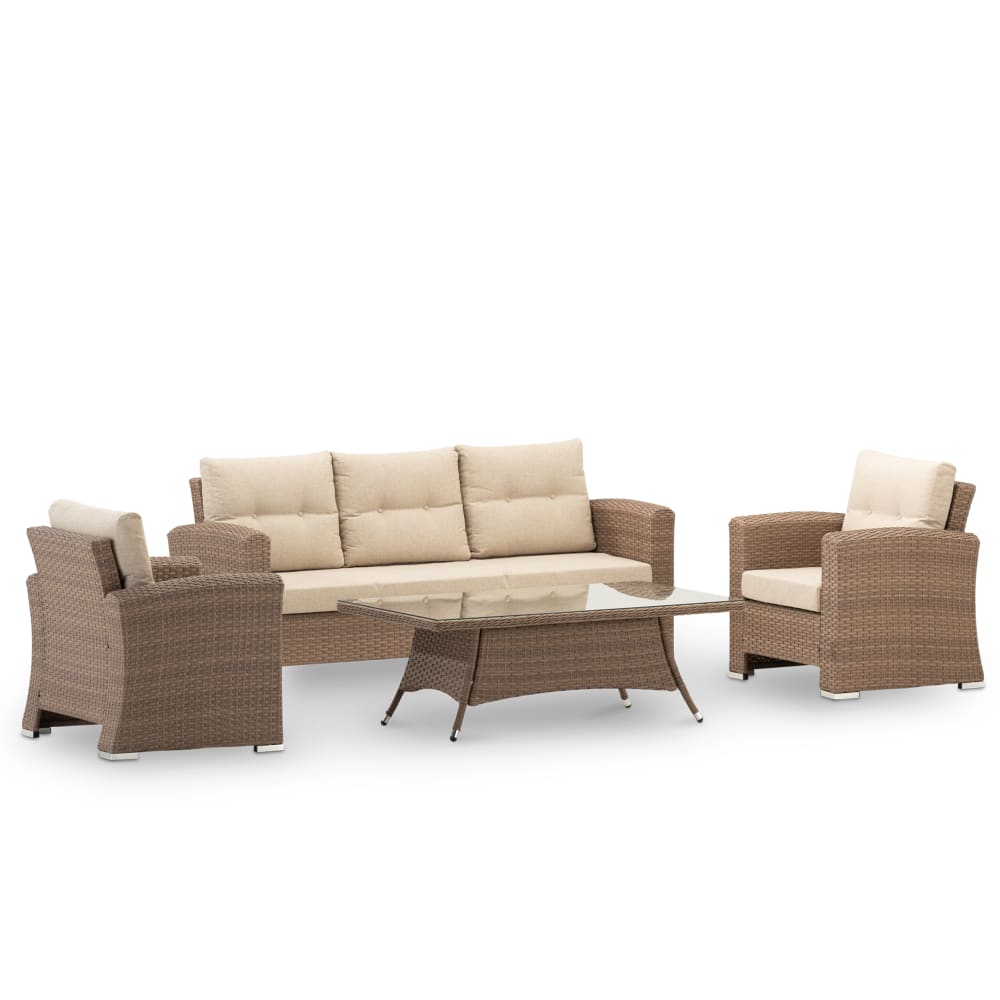 Salon de jardin 5 places avec table basse 140x80x46