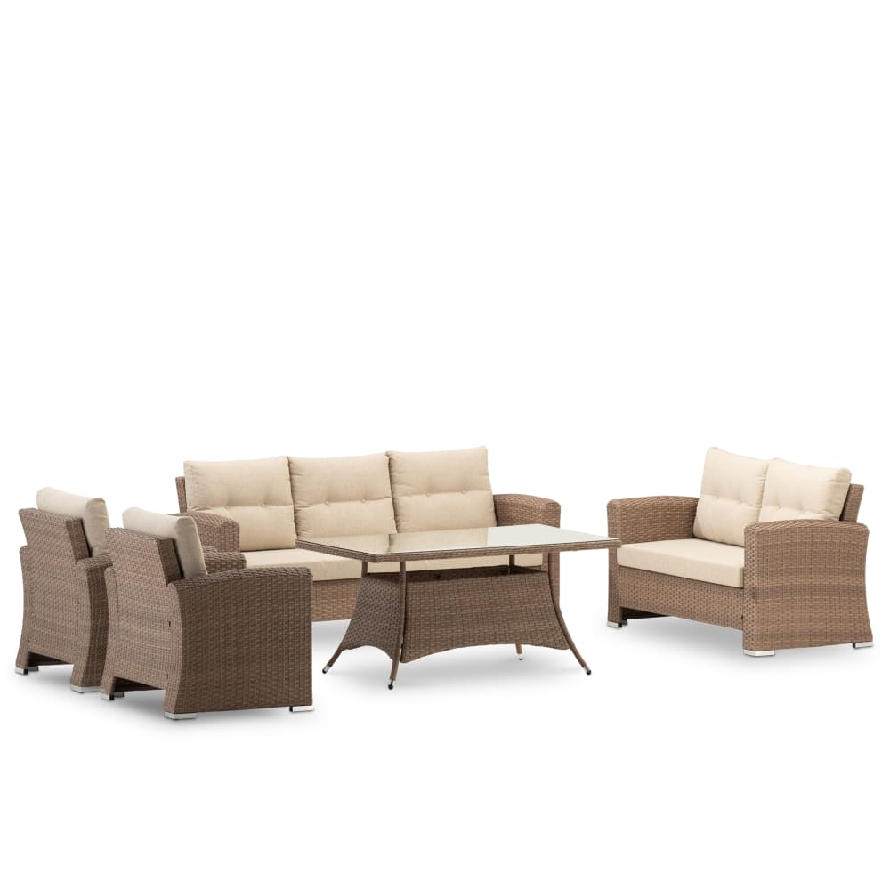Salon de jardin 7 places avec table haute 140x80x68