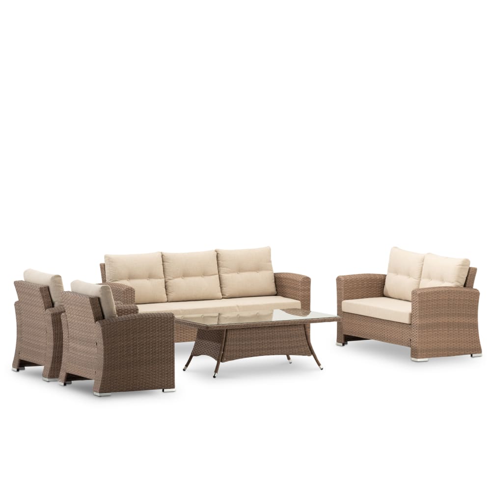Salon de jardin 7 places avec table basse 140x80x46