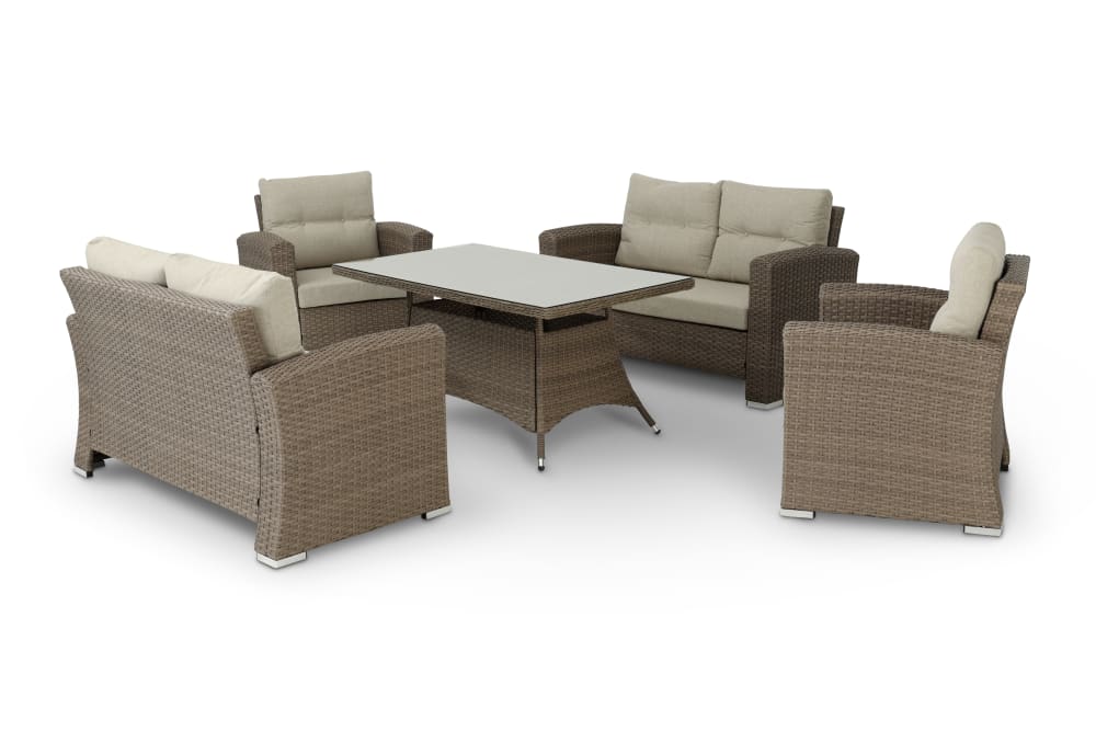 Salon de jardin 6 places avec table haute 140x80x68