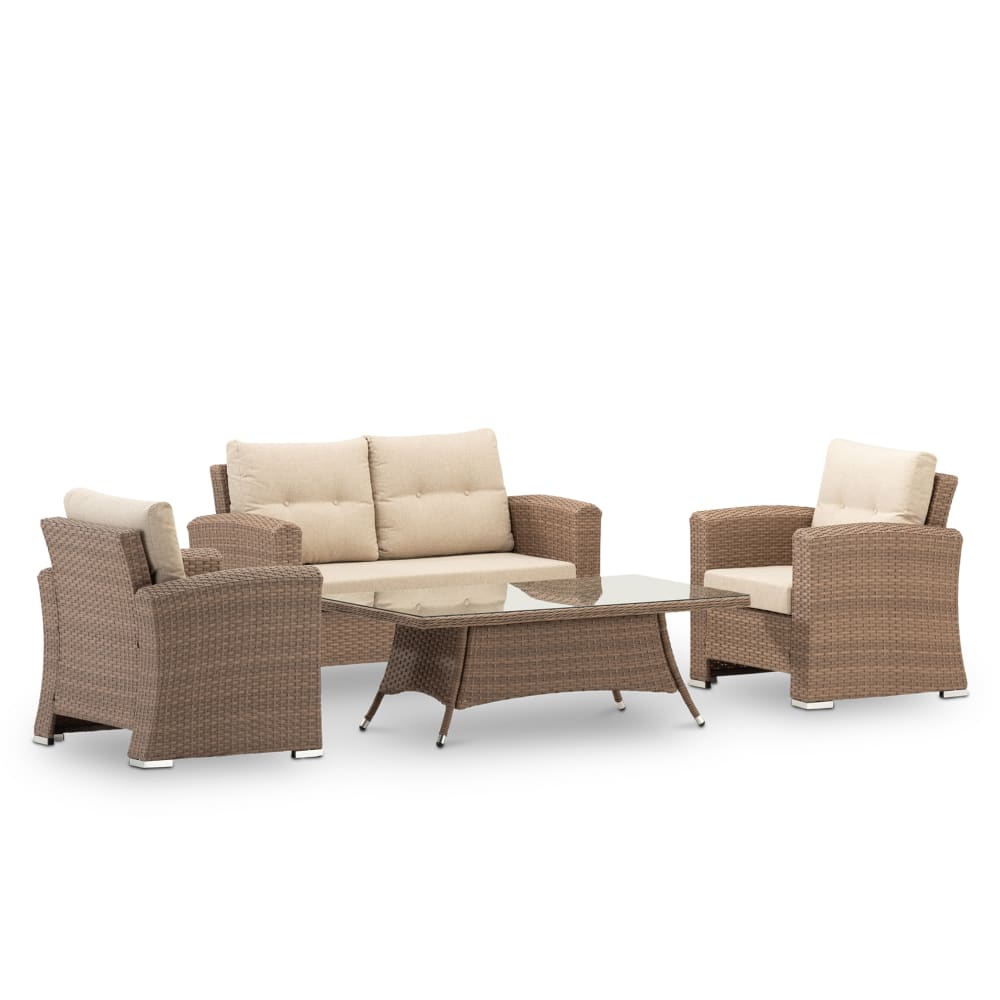 Salon de jardin 4 places avec table basse 140x80x46