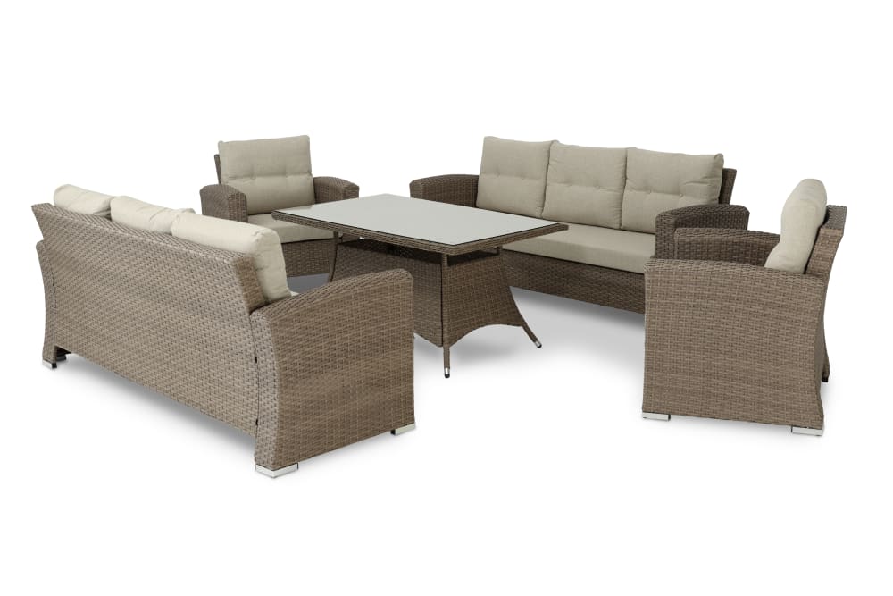 Salon de jardin 8 places avec table haute 140x80x68