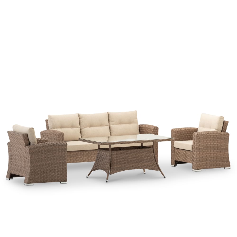 Salon de jardin 5 places avec table haute 140x80x68
