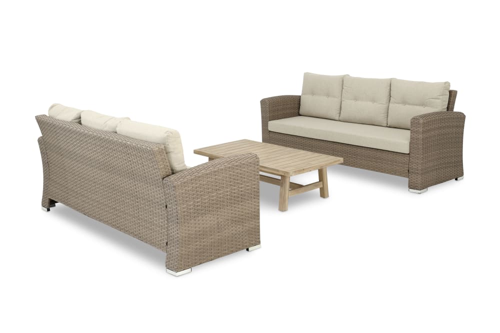 Salon de jardin 6 places avec table basse en bois