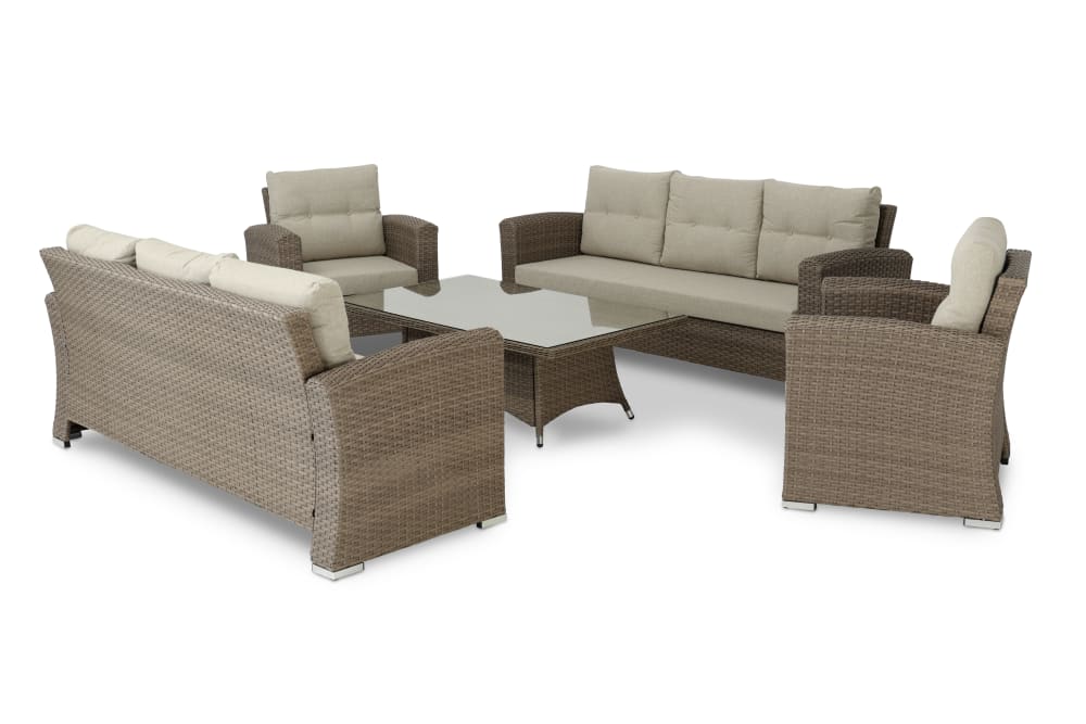 Set da giardino 8 posti con tavolino 140x80x46 - Marrone - Alluminio