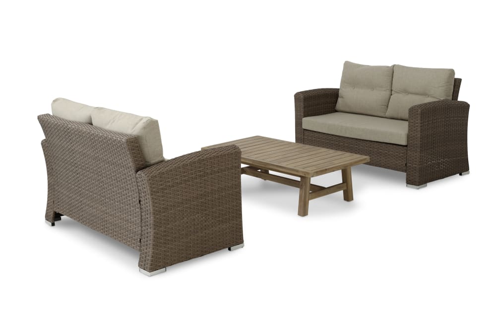 Defora Home 4-Sitzer-Gartenset mit Holztisch Braun Aluminium