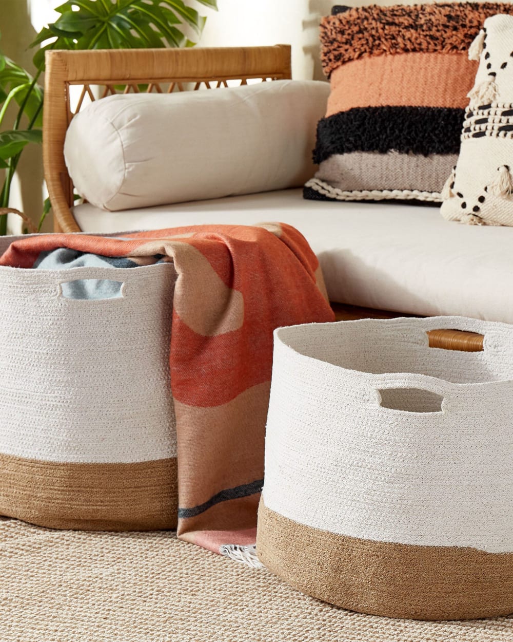 Aufbewahrungskorb 2er Set Baumwolle Weiß - Maisons Du Monde