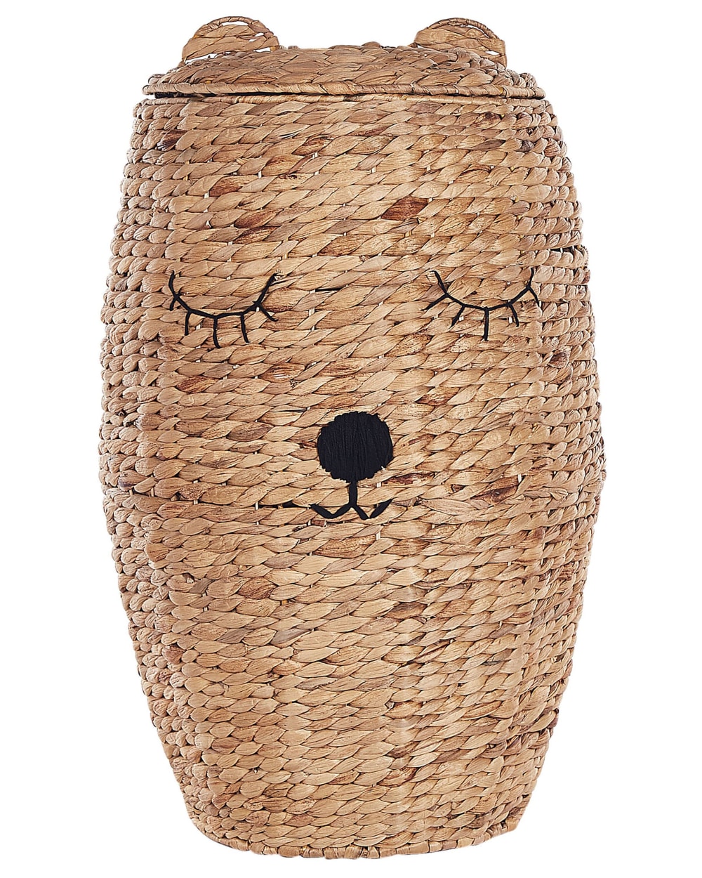 Beliani Kinder Aufbewahrungskorb Teddybär Geflecht Naturfarben style landhaus Braun Stoff