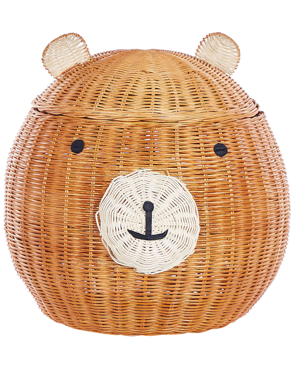 Beliani Kinder Aufbewahrungskorb Teddybär Rattan Naturfarben style landhaus Braun Rattan