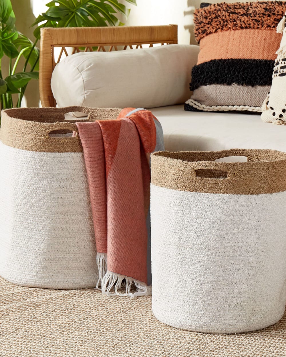 Aufbewahrungskorb 2er Set Baumwolle Weiß - Maisons Du Monde