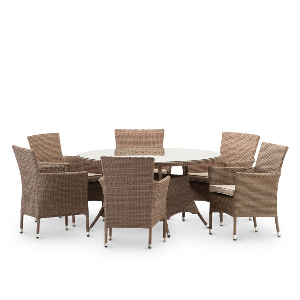 Ensemble de jardin table ronde 140 et 6 chaises