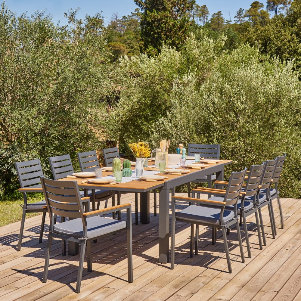 Set tavolo da giardino 300/200x100 cm e 6 sedie in alluminio