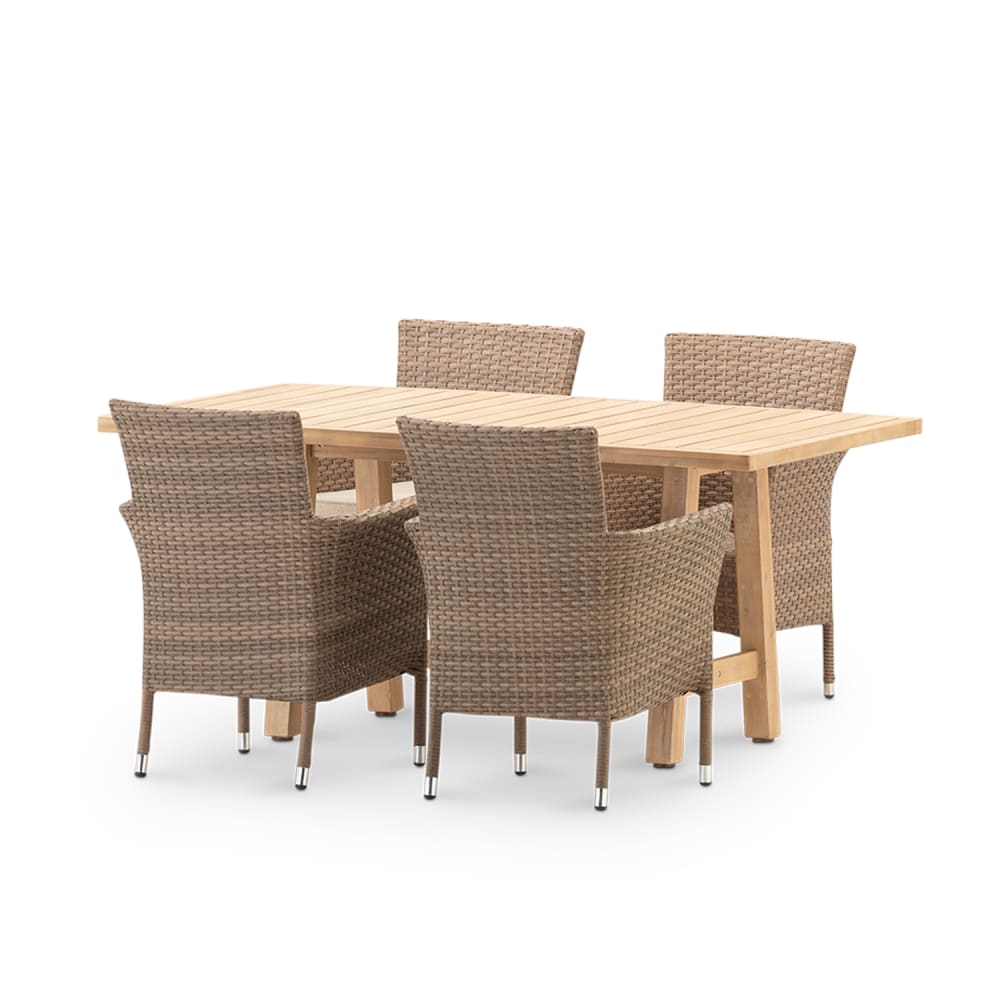Ensemble jardin table en bois 170x90 et 4 chaises