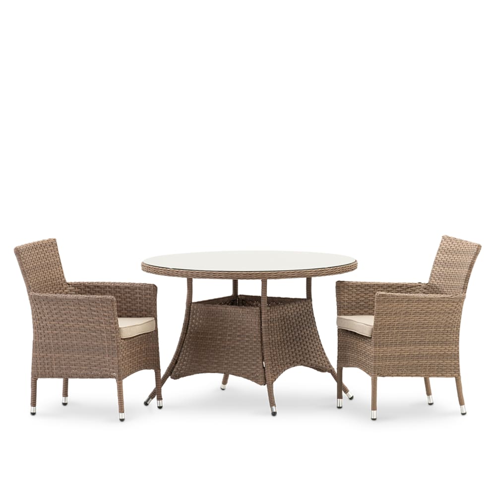 Ensemble de jardin table ronde 110 et 2 chaises