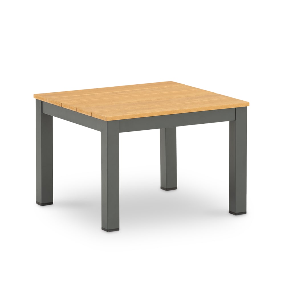 Mesita auxiliar de aluminio y lamas de polywood antracita