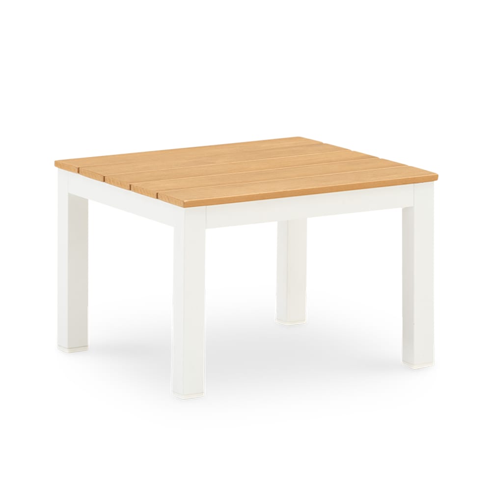 Table d'appoint de jardin en aluminium en polywood blanc