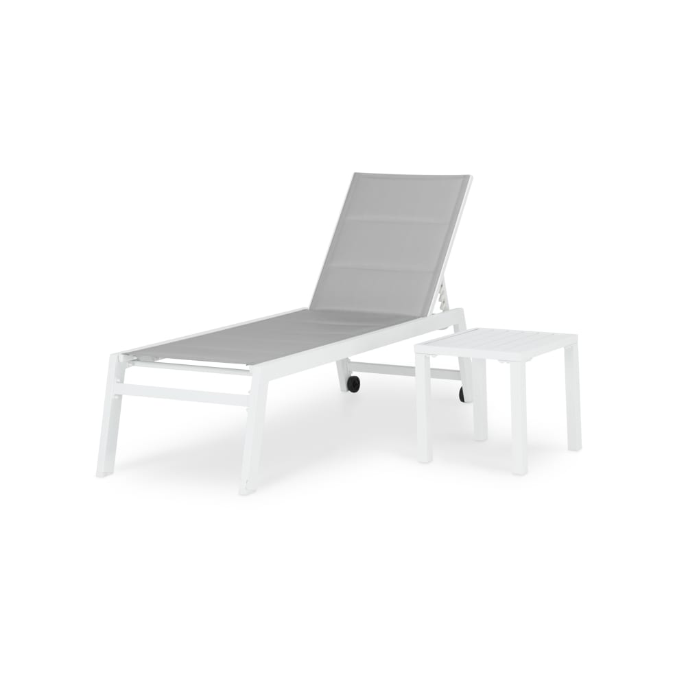 Ensemble transat haut et table de jardin blanche
