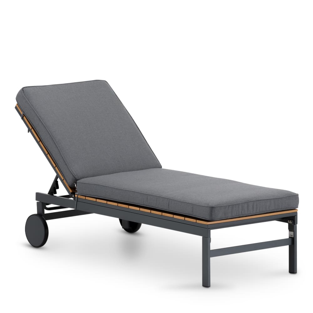 Bain de soleil aluminium anthracite à roulettes avec coussin