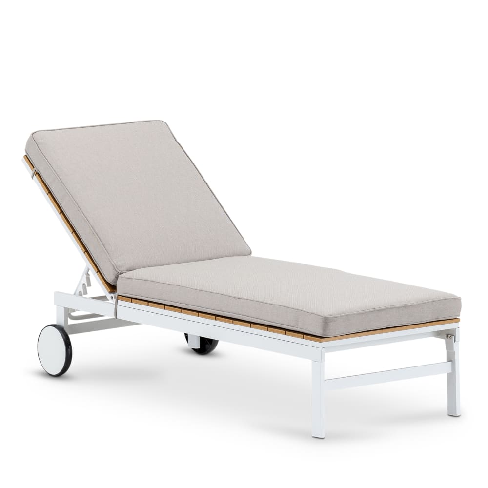 Chaise longue en aluminium avec coussin et roulettes