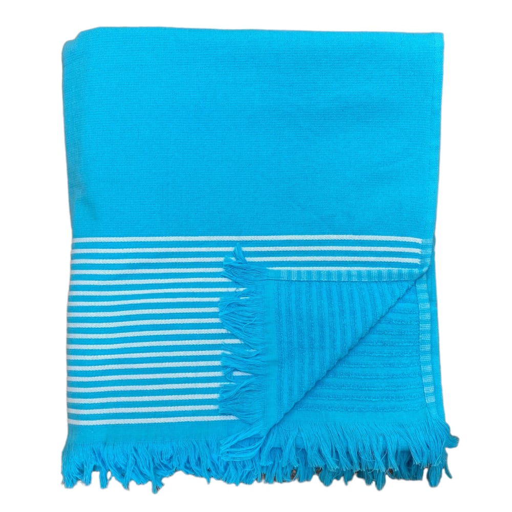 Fouta doublée éponge ''Paski'' Turquoise 90x170