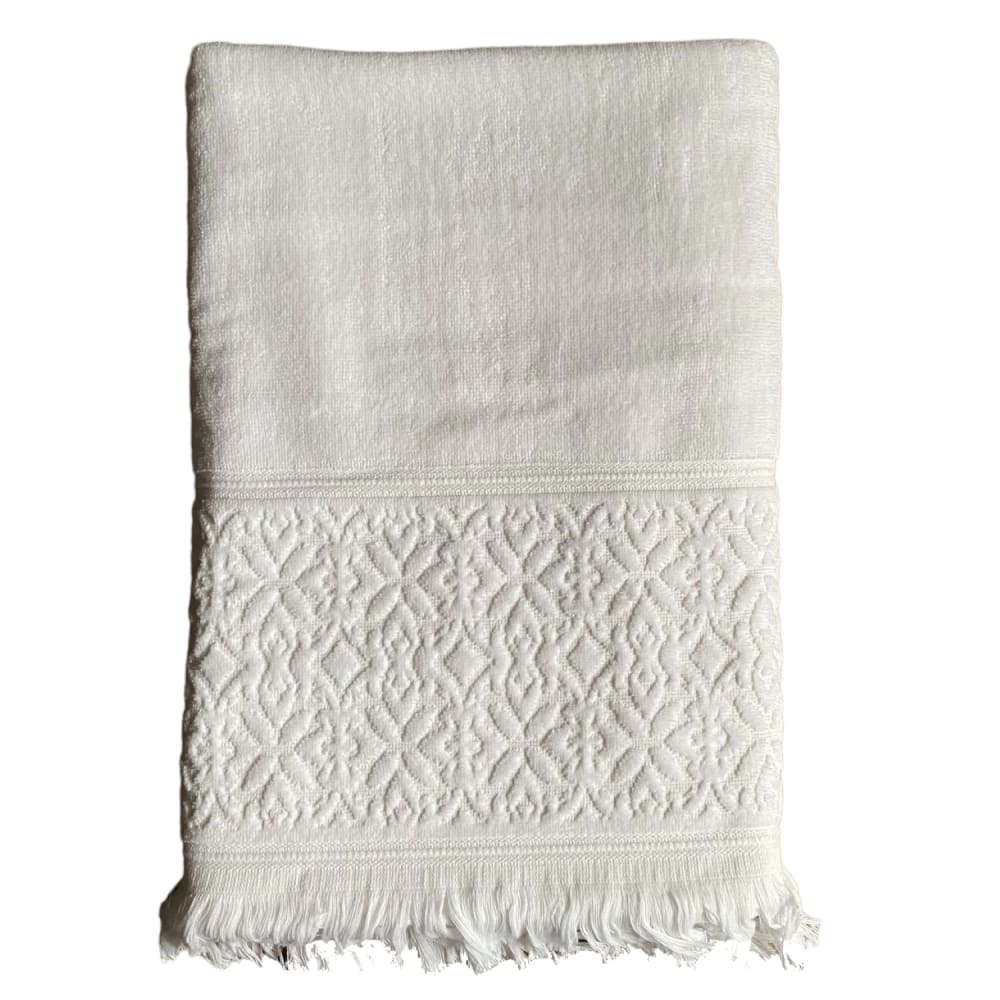 Serviette de bain éponge velours ''Romance'' blanc 90x170