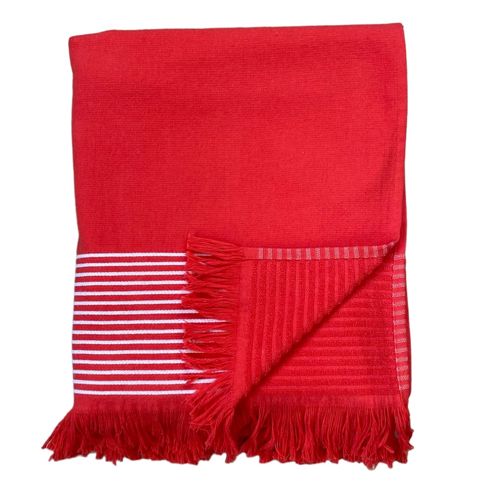Fouta doublée éponge ''Paski'' Rouge 90x170