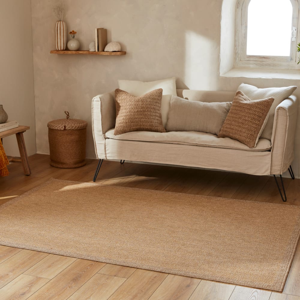 Tapis polypropylène aspect jute jaune - 120x170 cm — vue 3