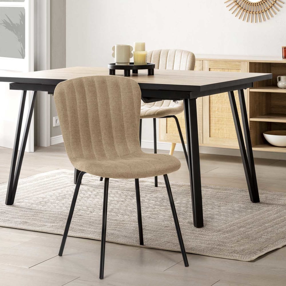 Pack 4 sillas tapizadas en tela color beige - Maisons du Monde